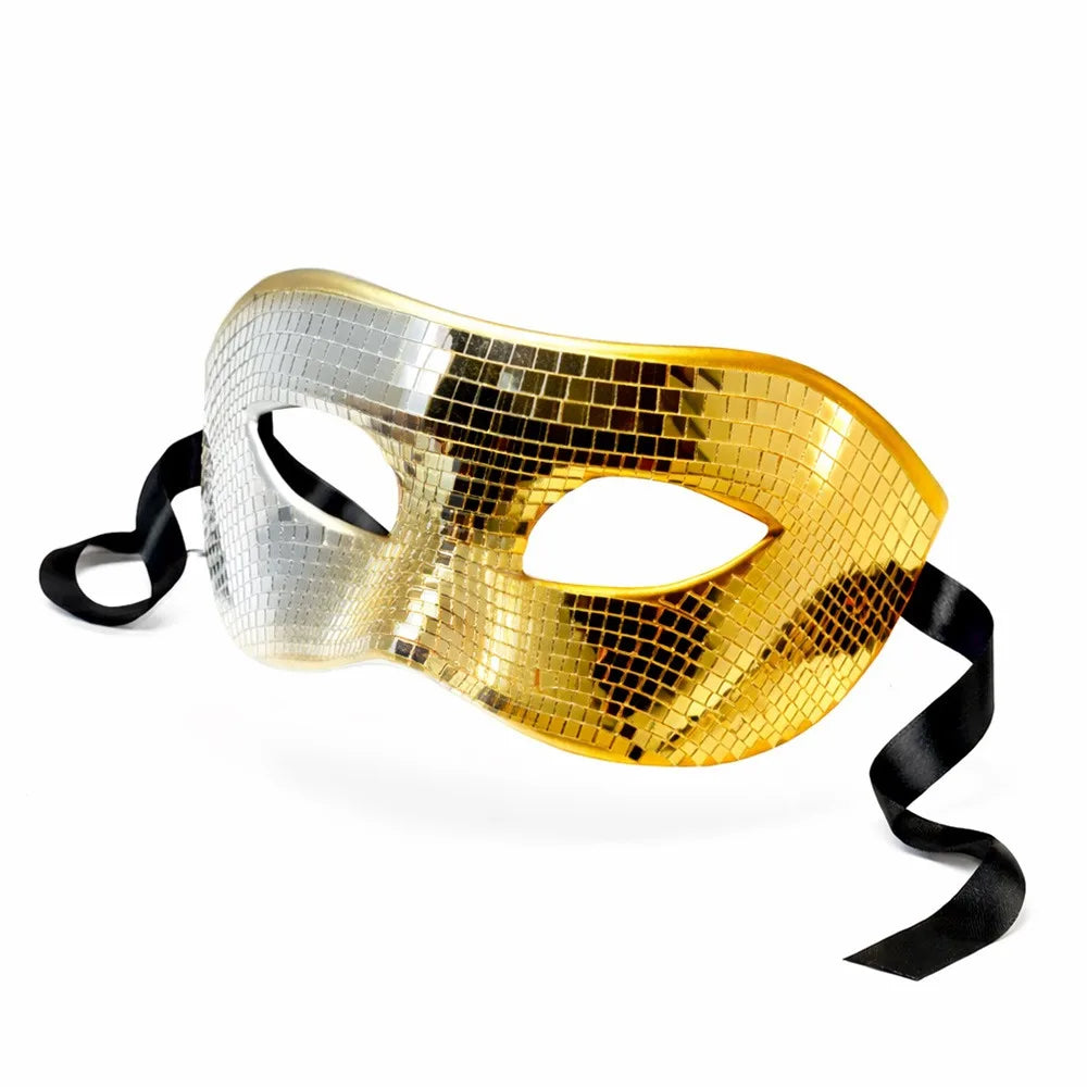 Glitter Mirror Masquerade Eye Mask | Mardi Gras Cosplay Masquerade Eye Mask Richie's Gold Gradient