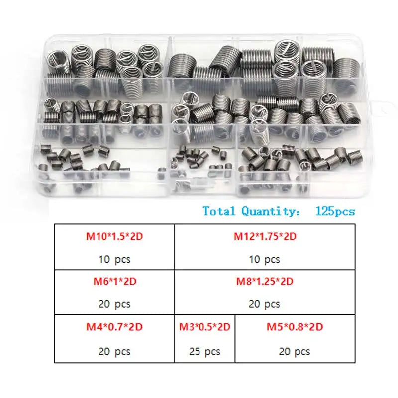 Stainless Steel Thread Repair Insert Set M3–M12 | 60–300 Pcs Thread Repair Insert Set Richie's 125pcs-box-7