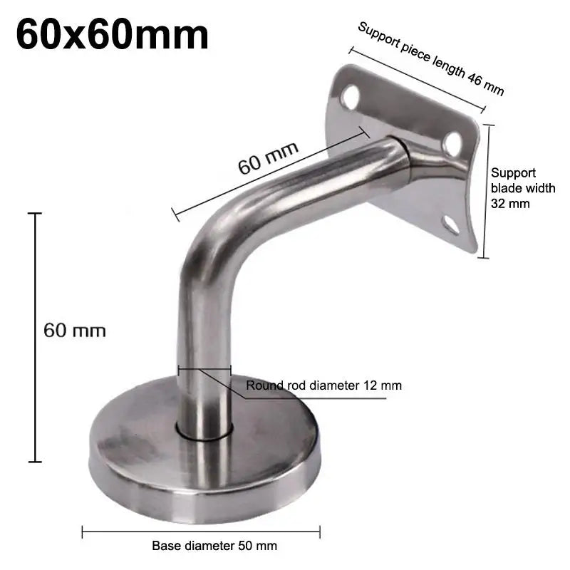 Heavy Duty Stainless Steel Handrail Bracket – Wall Mount Stair Support Handrail Bracket Richie's 60x60mm