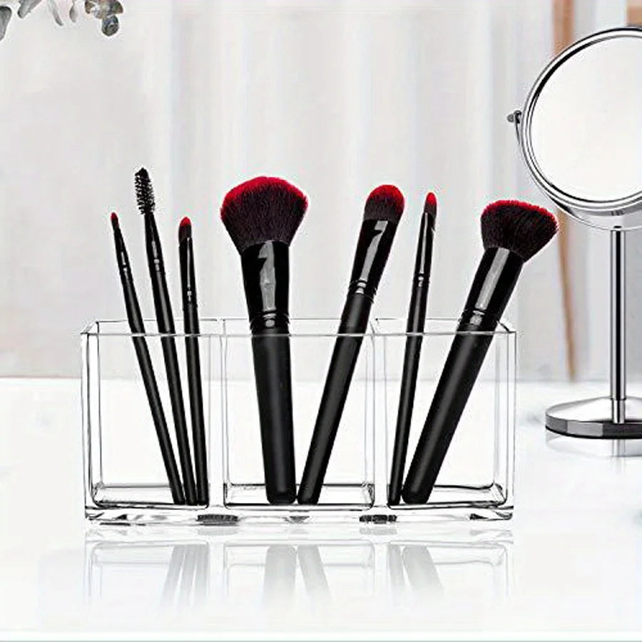 Clear 3-Grid Makeup Organizer – Lipstick & Cosmetic Holder Makeup Organizer Box Richie's