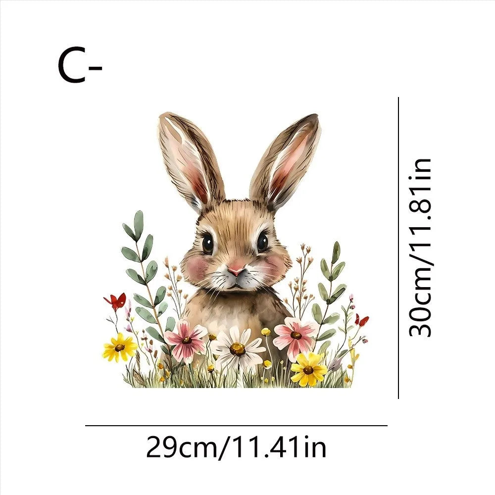 Easter Rabbit Flower Wall Stickers – Removable PVC Decals Wall Stickers Richie's C1
