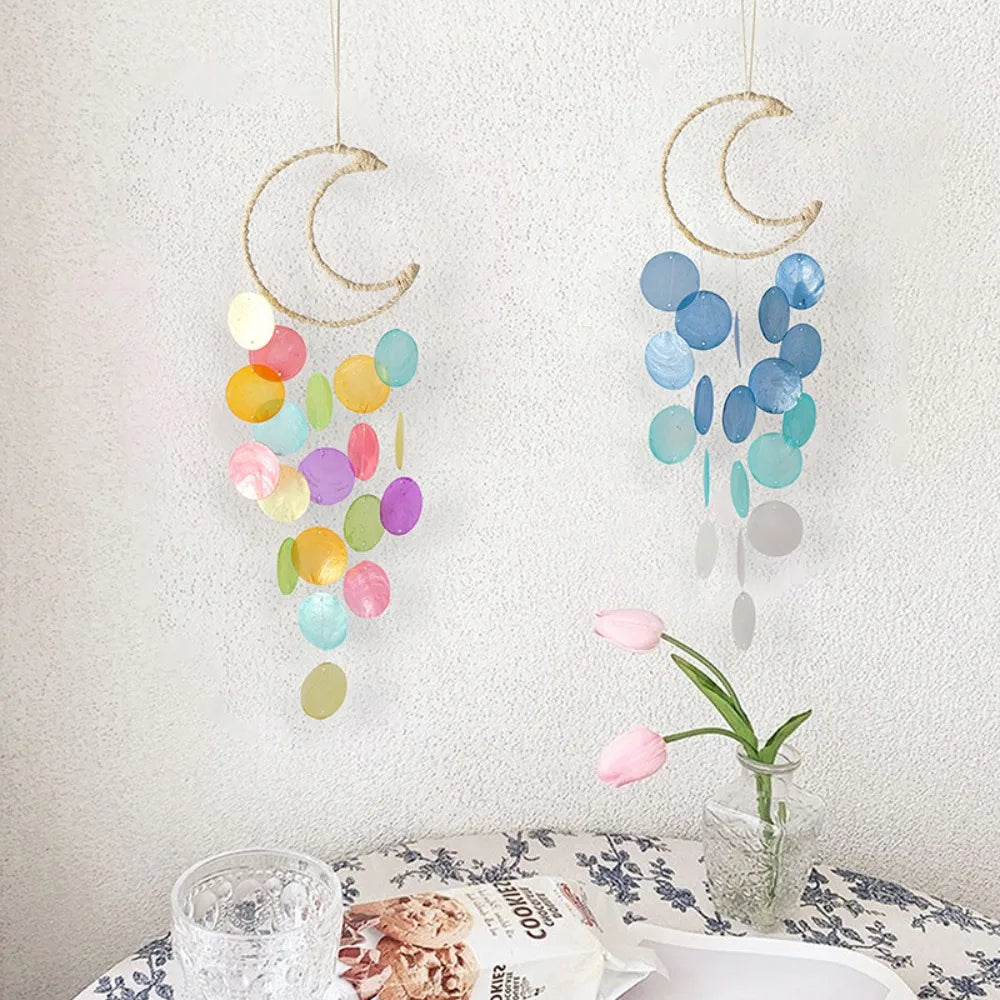 Natural Shell Wind Chimes Moon Pendant Dream Catcher Decor Shell Wind Chime Richie's