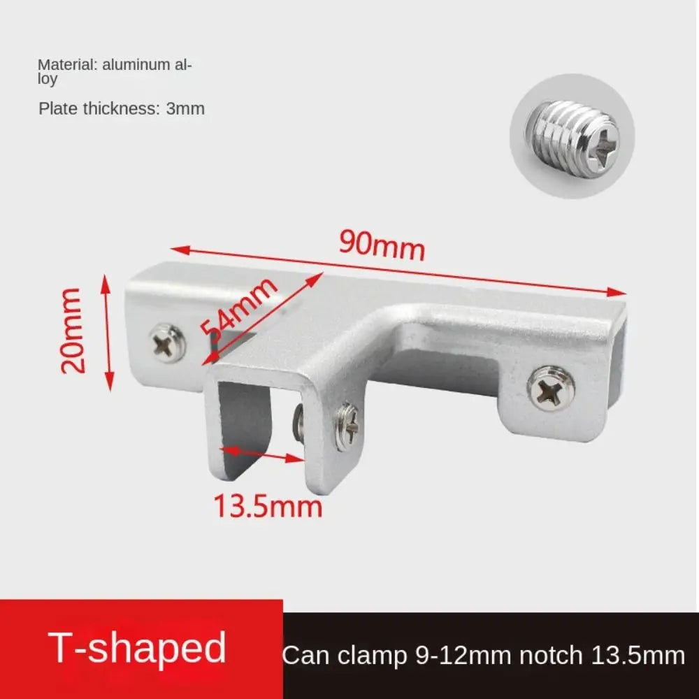 Aluminum Alloy Angle Corner Bracket L T Cross Glass Clip Corner Bracket Richie's -9-12mm-Aluminium-T