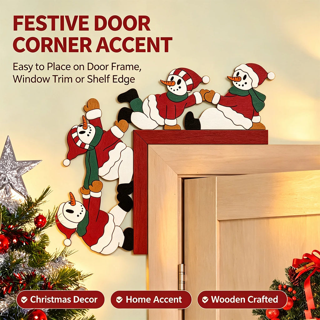 Christmas Snowman Wooden Door Corner Wall Stickers Christmas Wall Stickers Richie's
