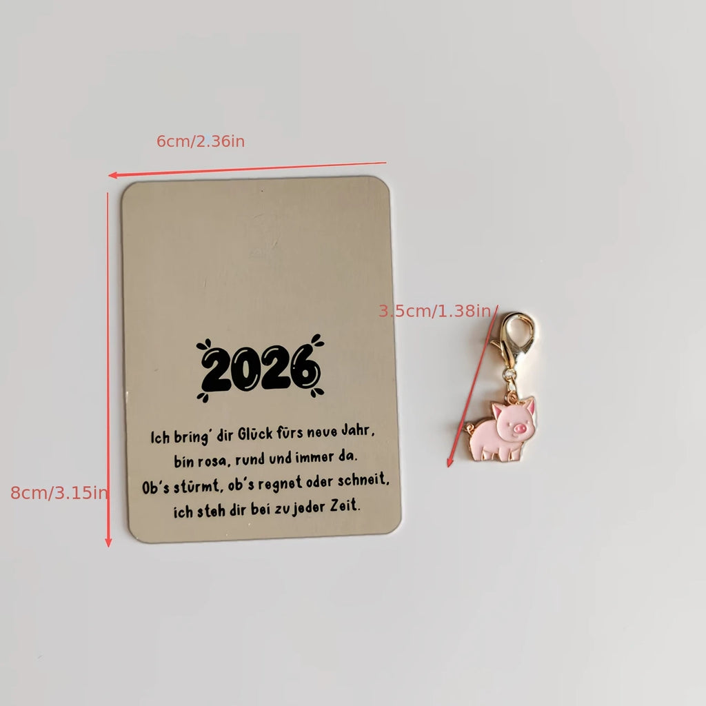 10pcs Pig Keychain Set with New Year Greeting Cards – Zinc Alloy Novelty Keychain Set Richie's