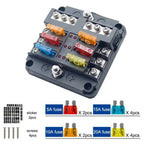 6/12 Way Waterproof Blade Fuse Block with LED Indicator 12V–32V Blade Fuse Block Richie's
