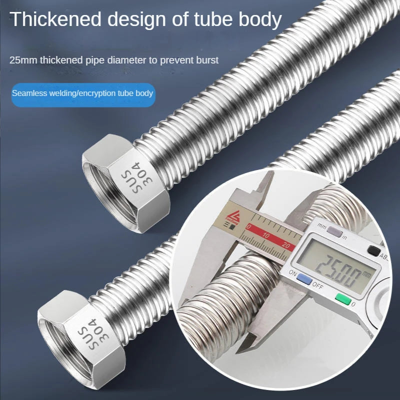 DN25 1" 304 Stainless Steel Bellows High-Pressure Flexible Hose Flexible Plumbing Hose Richie's