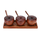 Wood Spice Jar Set with Spoons, Lids & Tray – 3-Piece Spice Jar Set Richie's