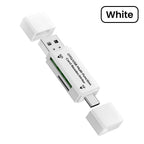 2-in-1 USB Type-C OTG SD TF Card Reader Adapter + Micro USB OTG Card Reader Richie's White