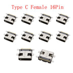 10Pcs USB Type-C 16 Pin Female Connector PCB Soldering DIY USB-C Connector Richie's A