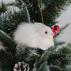 Faux Fur Animal Christmas Ornaments – Owl Bunny Squirrel Christmas Ornament Richie's Bunny with lanyard