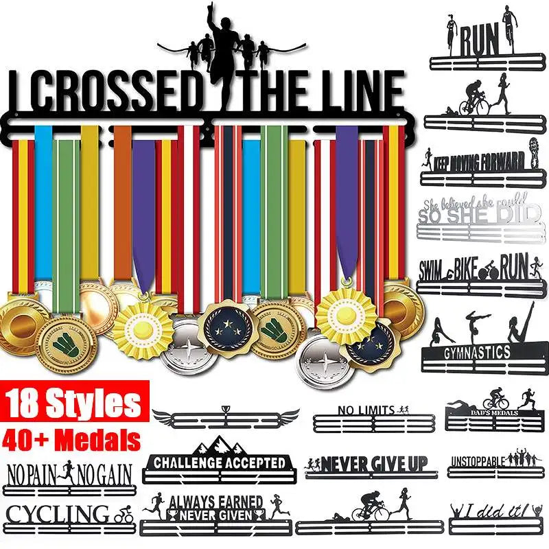Wall Mount Medal Holder Display Hanger – Black Steel Sports Rack Medal Display Rack Richie's