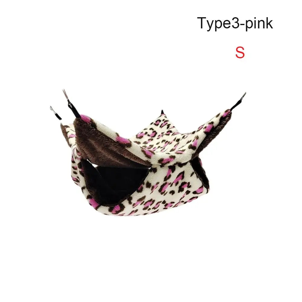 Double-Layer Plush Hammock Nest for Hamsters & Small Pets Small Pet Hammock Richie's Type3-Pink S
