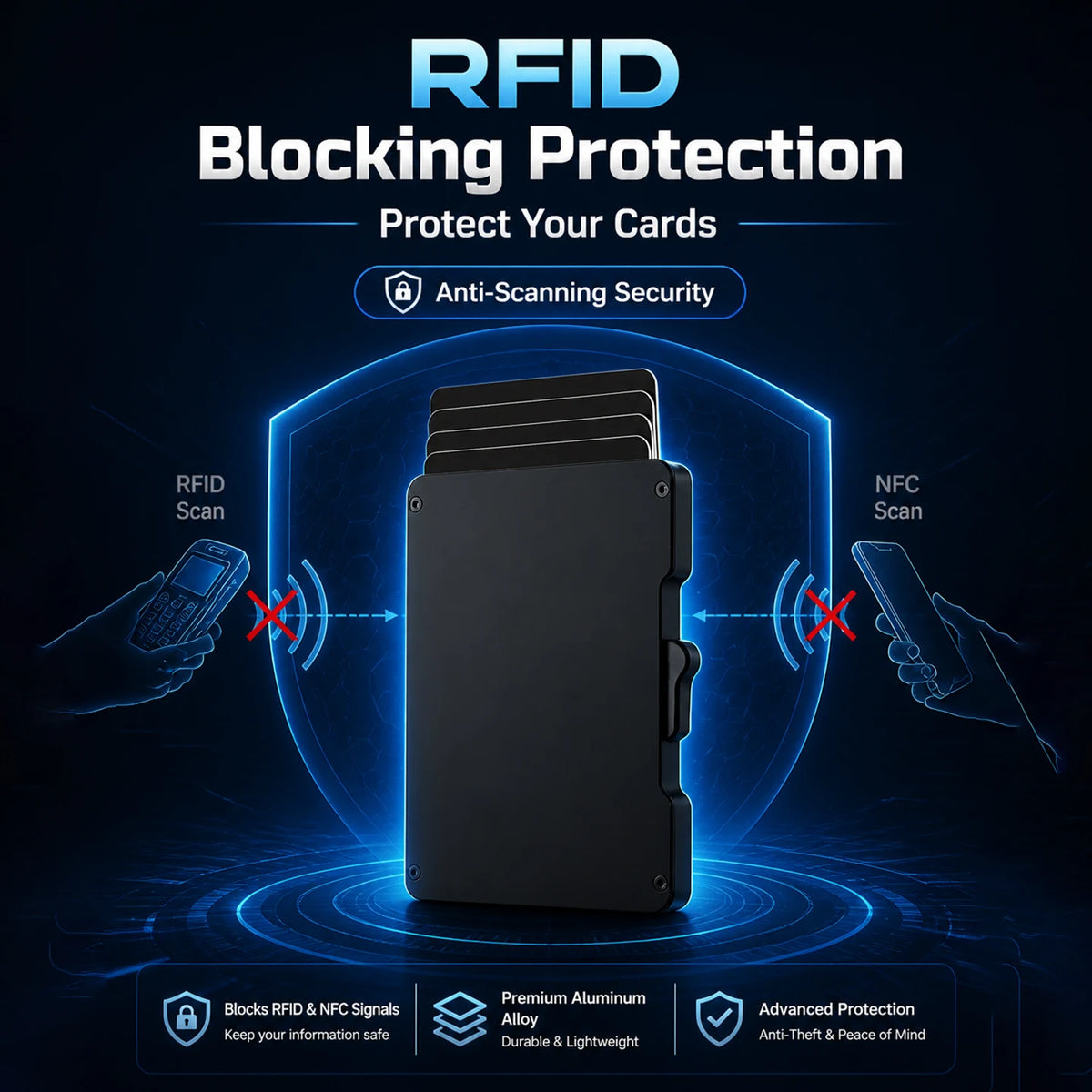 Zeeker RFID Blocking Aluminum Card Holder & Money Clip Wallet Card Holder Wallet Richie's