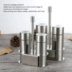 304 Stainless Steel Oil Dispenser Bottle Set with Stand 80ml Oil Vinegar Cruet Set Richie's