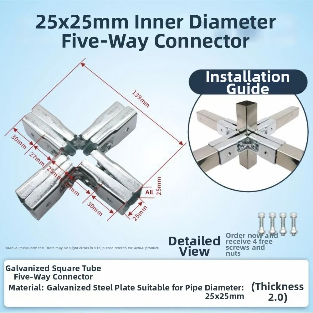 Galvanized Steel Square Tube Connector No-Weld Pipe Joint Buckle Pipe Joint Connector Richie's K