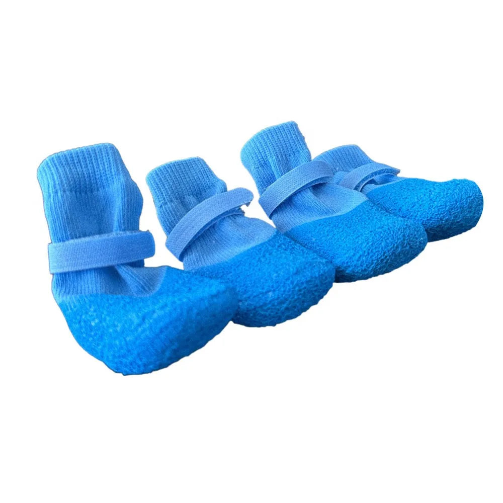 4-Pack Anti-Slip Waterproof Dog Shoes & Adjustable Pet Boots Dog Boots Richie's Blue-S