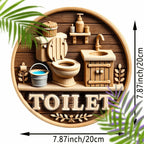 Wooden Hanging Bathroom Sign Round Farmhouse Wall Décor Wall Sign Plaque Richie's 10