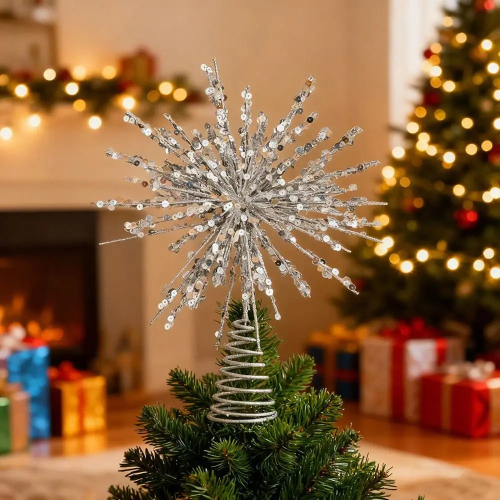 Glitter Christmas Tree Star Topper – Gold & Silver | 24×30cm Christmas Tree Topper Richie's