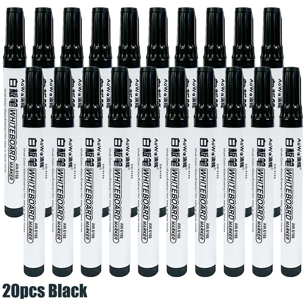 Colorful Erasable Whiteboard Markers 10-Pack | Smooth Writing Whiteboard Markers Richie's black 20pcs