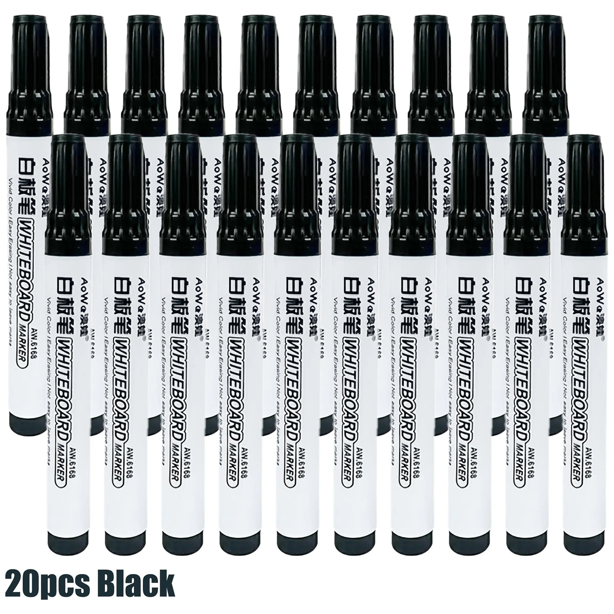 Colorful Erasable Whiteboard Markers 10-Pack | Smooth Writing Whiteboard Markers Richie's black 20pcs