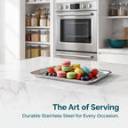 Stainless Steel Rectangular Serving Tray 14" – Buffet Kitchen Serving Tray Richie's