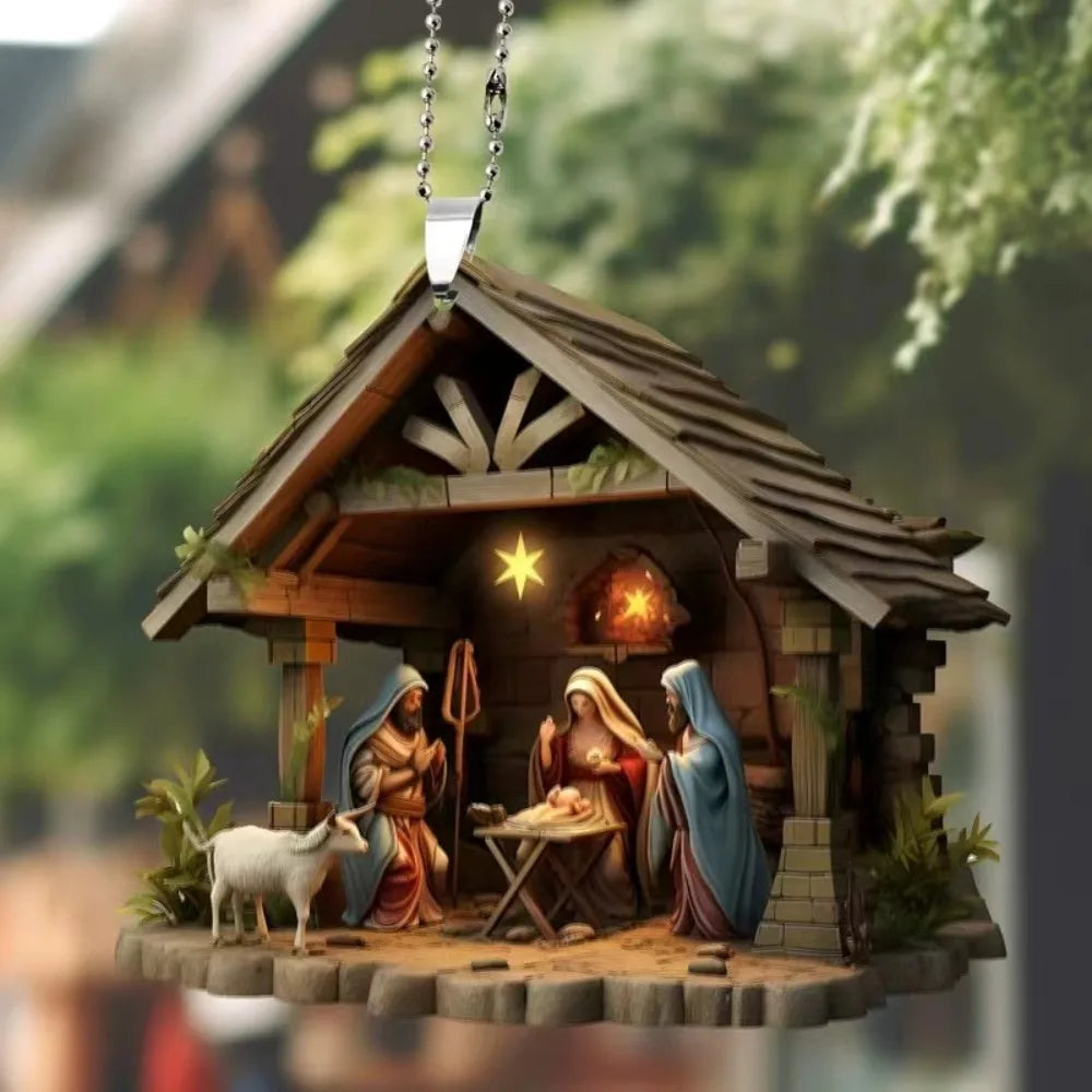 Acrylic Nativity Scene Christmas Pendant – Double Sided Ornament Christmas Ornament Richie's