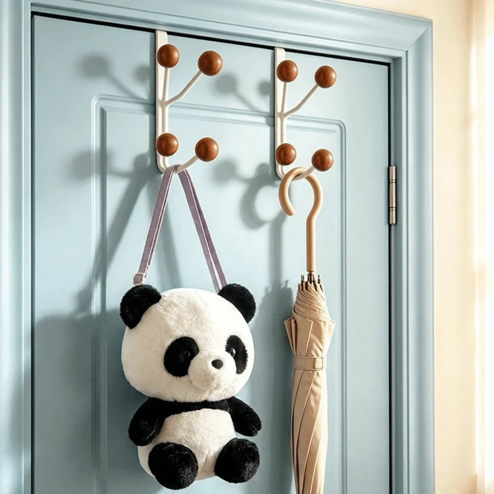 Over Door Hook Rack – Wood Knobs, No Drill, Coats & Bags Over Door Hook Rack Richie's