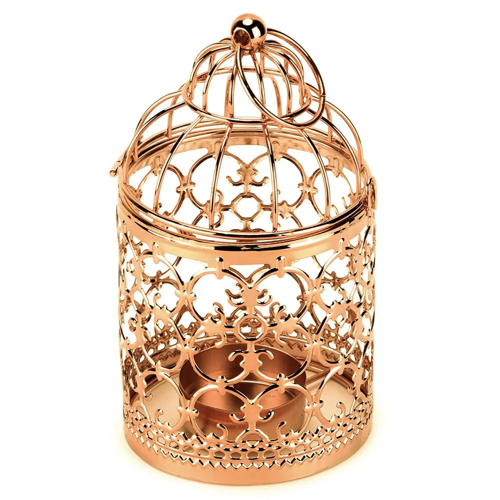 Birdcage Candle Holder Electroplated Hanging Iron Lantern Tealight Candle Holder Lantern Richie's Rose Gold