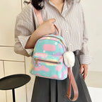 Mini Nylon Backpack for Women – Cute Multicolor Bag & Heart Pendant Mini Backpack Richie's