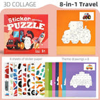 Children's 3D Pop-Up Sticker Book – Montessori Quiet Book Ages 3–6 Kids Activity Book Richie's BQ-1306-transport