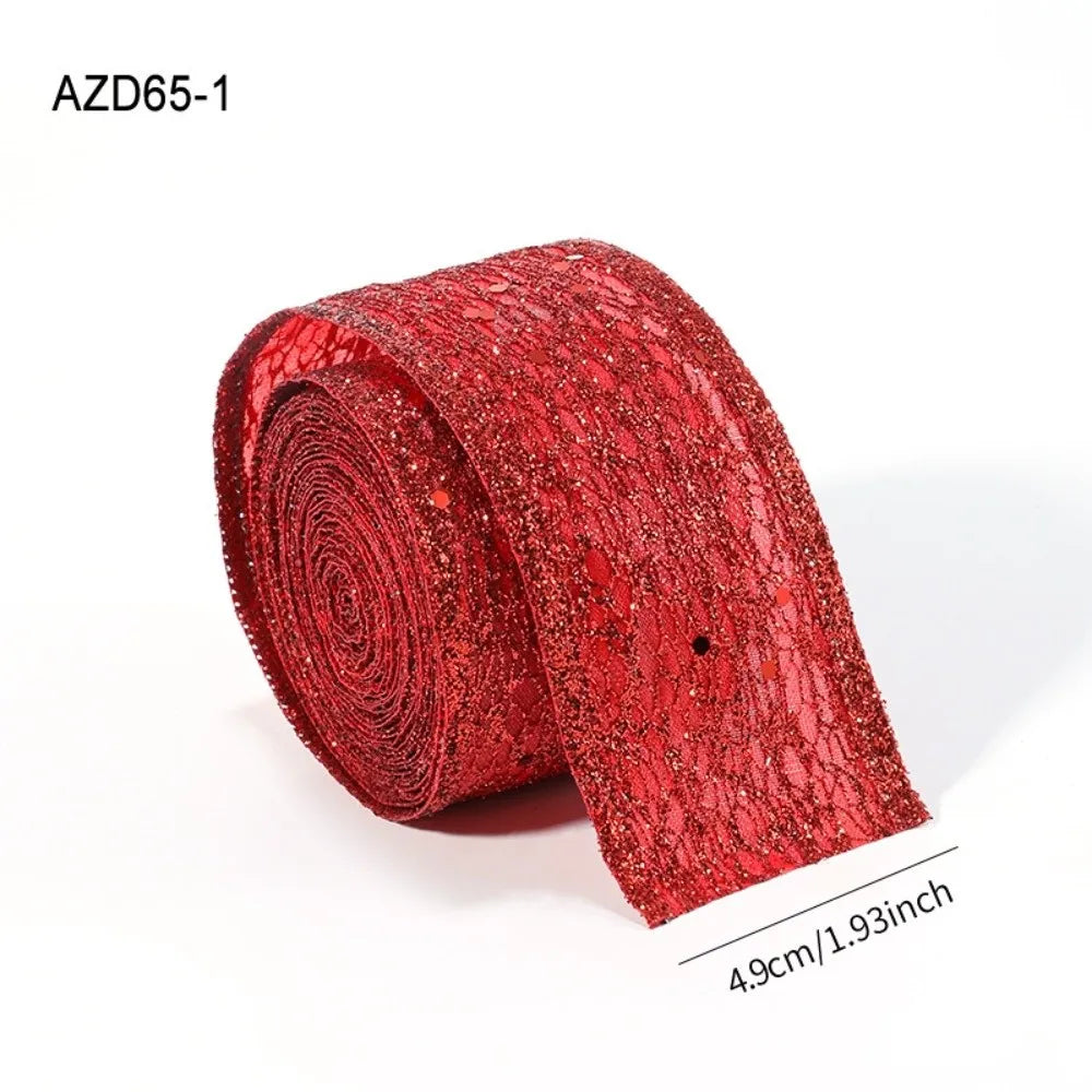2M Sparkling Mesh Christmas Ribbon Glitter Sequins DIY Bow Christmas Ribbon Richie's 4.9CM Red