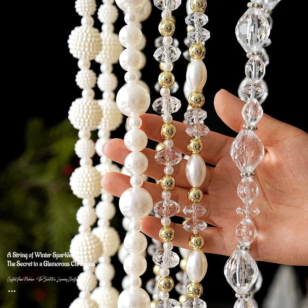1.8M Acrylic Bead Garland – Crystal & Pearl Christmas Strand Christmas Bead Garland Richie's