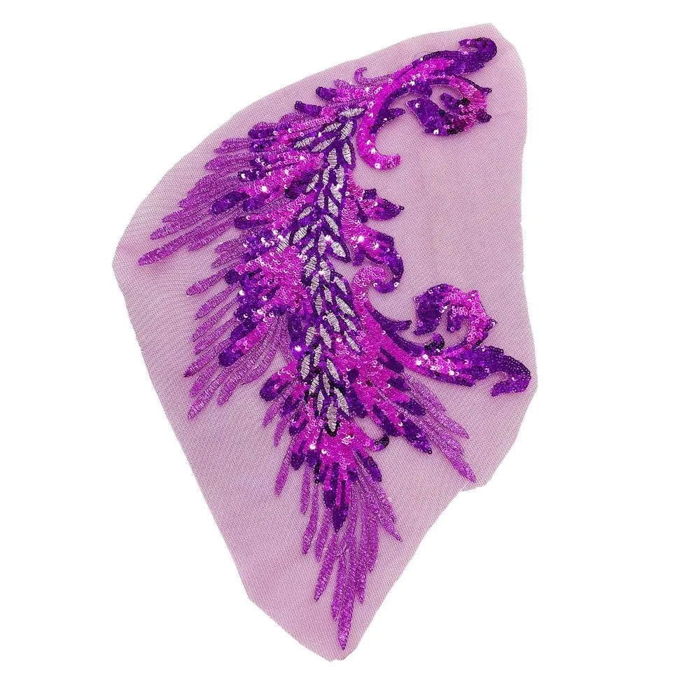 Phoenix Feather Sequined Embroidery Patch – DIY Sew-On Embroidery Patch Richie's purple1