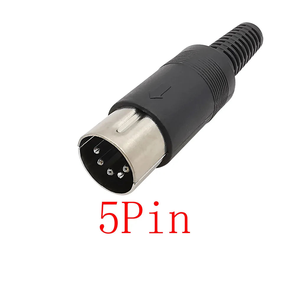 DIN 3 4 5 6 8 Pin Male Plug Female Socket Connector 2Pcs DIN Connector Richie's 5Pin-J-2Pcs