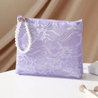 Lace Cosmetic Pouch with Pearl Chain – Women's Makeup Bag Cosmetic Makeup Bag Richie's L-23X21X4CM-purple
