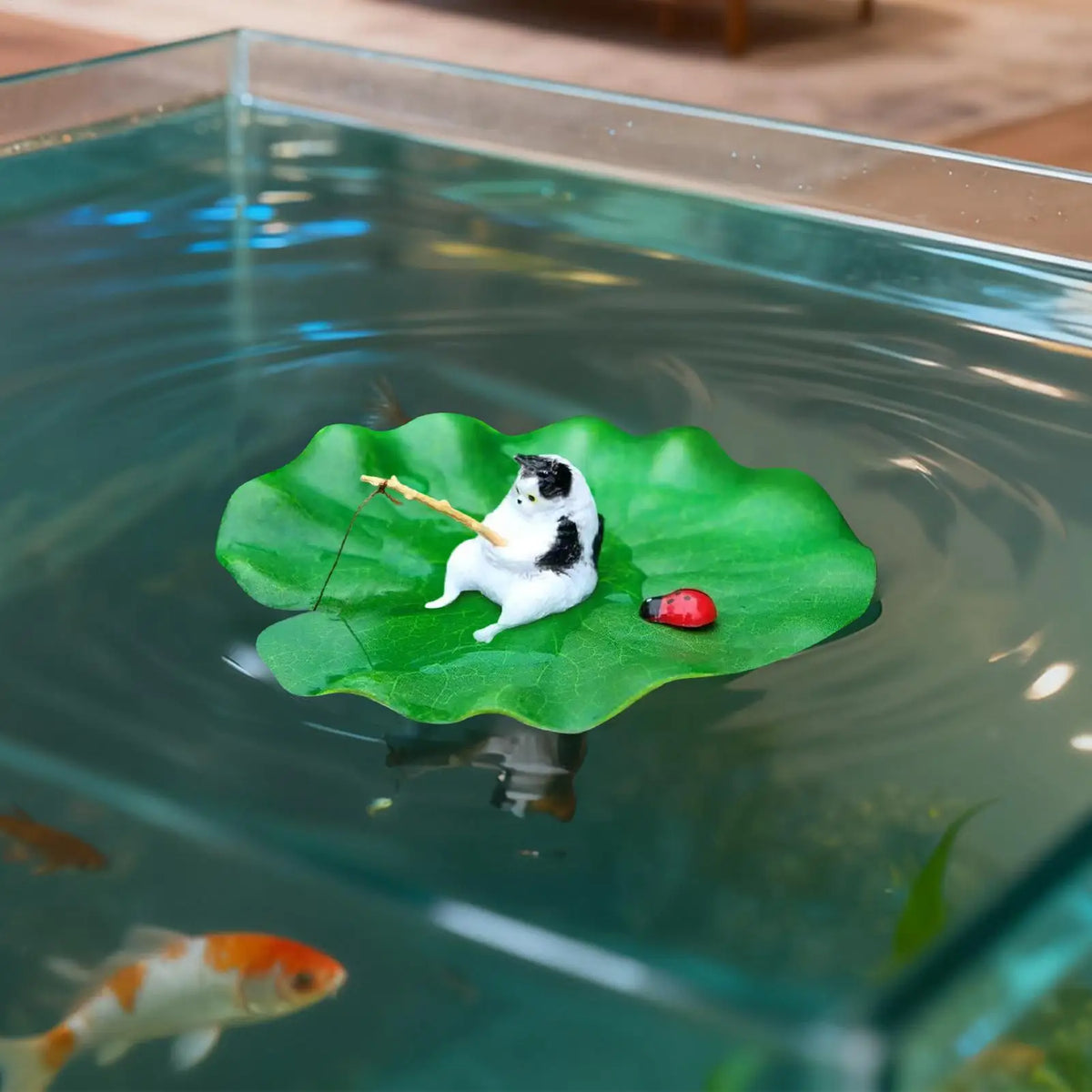 Floating Cat Fishing Aquarium Ornament – Resin Betta Tank Decor Aquarium Ornament Richie's