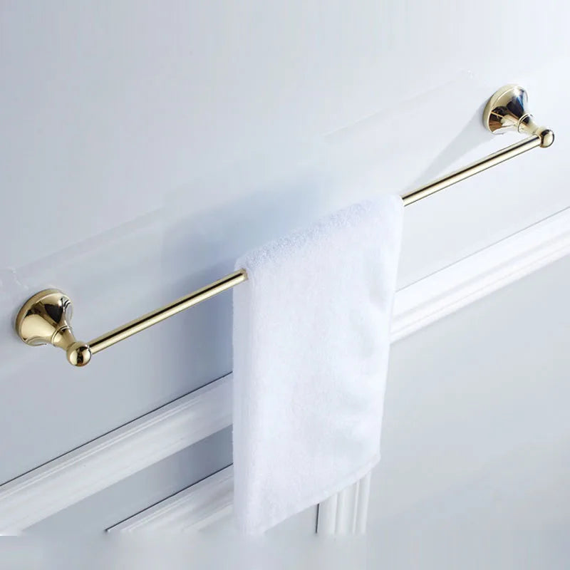 Wall Mounted Brass Towel Bar with Hook 60cm – Chrome/Gold Towel Bar Rack Richie's