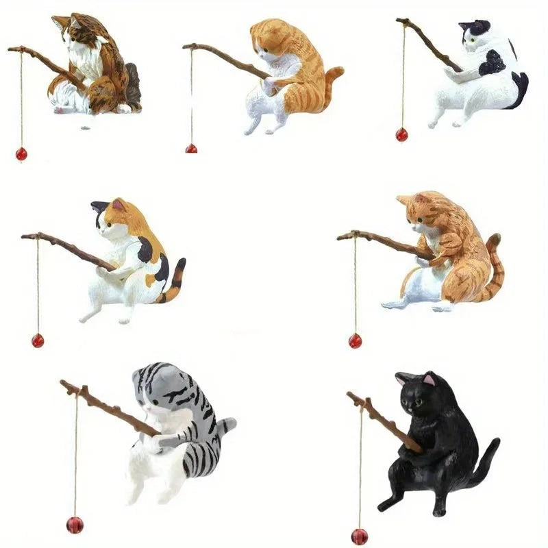 Fishing Cat Fish Tank Ornament – Hanging Resin Aquarium Décor Aquarium Ornament Richie's 7pcs Style 8