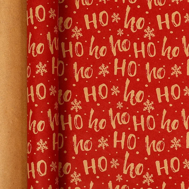 Christmas Kraft Wrapping Paper Roll – Vintage HoHoHo Design Gift Wrapping Paper Richie's 1roll