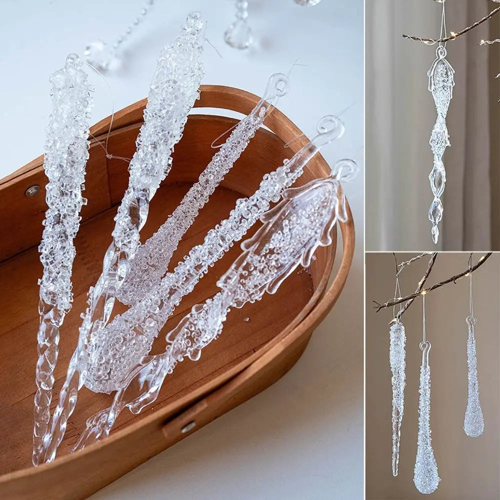 Acrylic Christmas Ice Drop Hanging Ornaments | Clear Pendants Christmas Ornaments Richie's