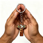 Wood Cross Keychain Dove Print – Baptism & Wedding Gift Set Religious Gift Keychain Richie's