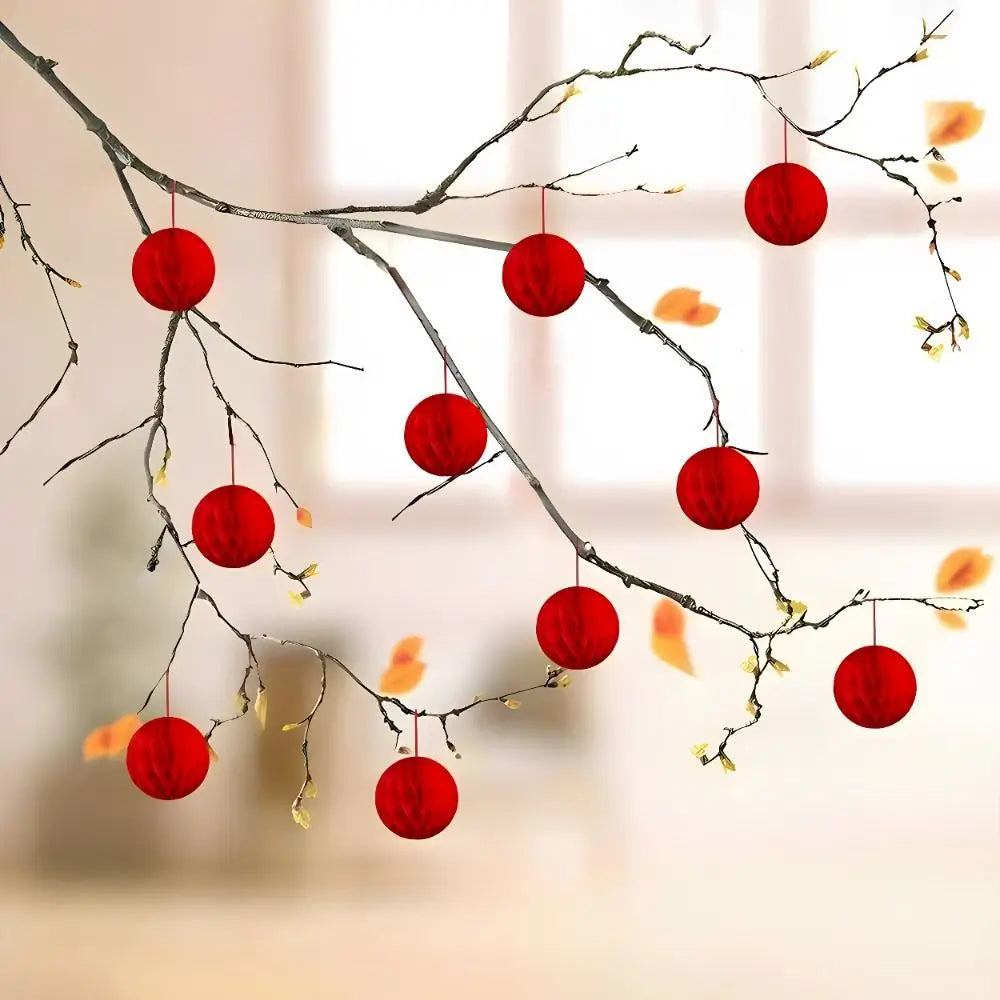 10Pcs Red Paper Lantern Ornaments – Gourd & Round Hanging Decor Hanging Paper Ornaments Richie's