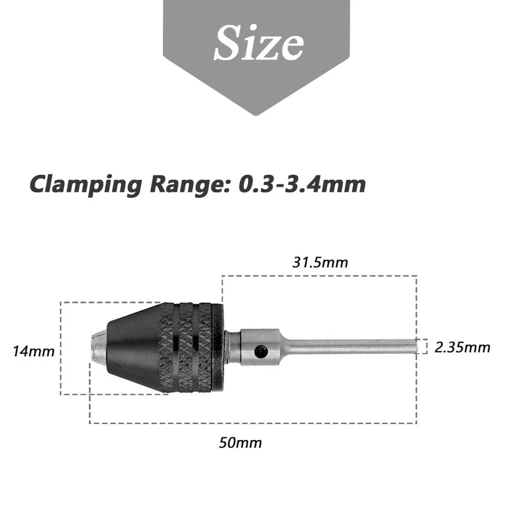2Pcs Keyless Mini Drill Chuck Adapter 0.3–3.4mm Collet Converter Drill Chuck Adapter Richie's