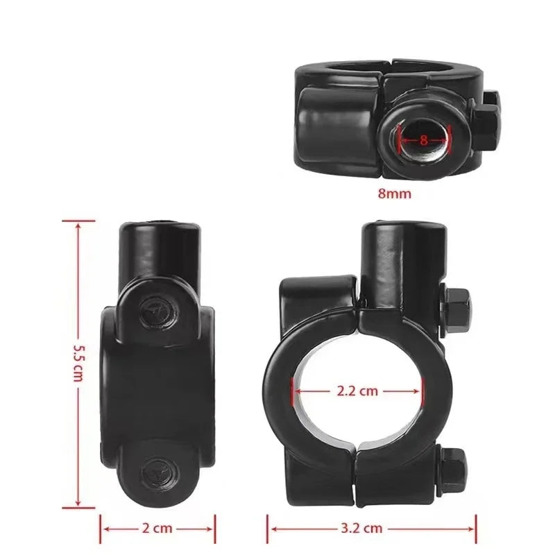 Motorcycle Handlebar Mirror Mount Bracket 8MM/10MM – 2pc Mirror Mount Bracket Richie's 8mm