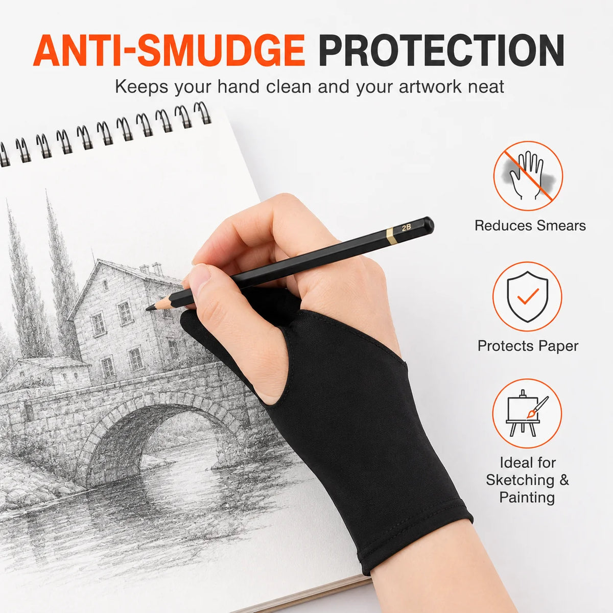Artist Two-Finger Drawing Gloves – Smudge-Proof Tablet Gloves Artist Drawing Gloves Richie's Default Title