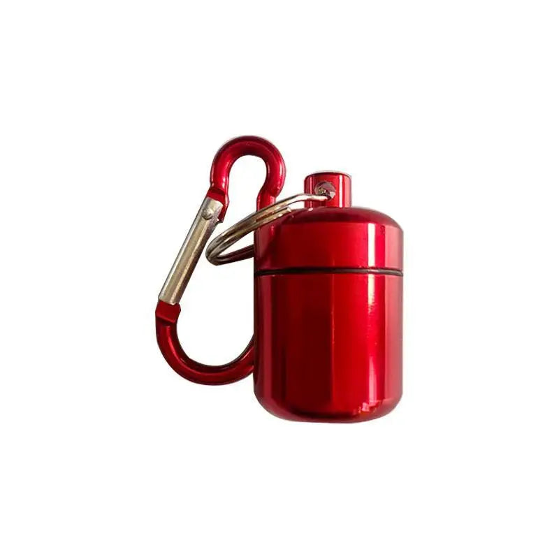 Waterproof Mini Pill Box Keychain – Aluminum Sealed Container Keychain Pill Box Richie's Red