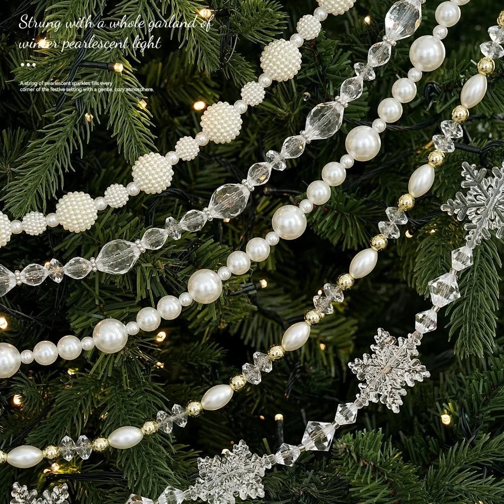 1.8M Acrylic Bead Garland – Crystal & Pearl Christmas Strand Christmas Bead Garland Richie's