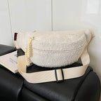 Women's Plush Faux Fur Crossbody Bag – Trendy Winter Shoulder Bag Crossbody Shoulder Bag Richie's WHITE