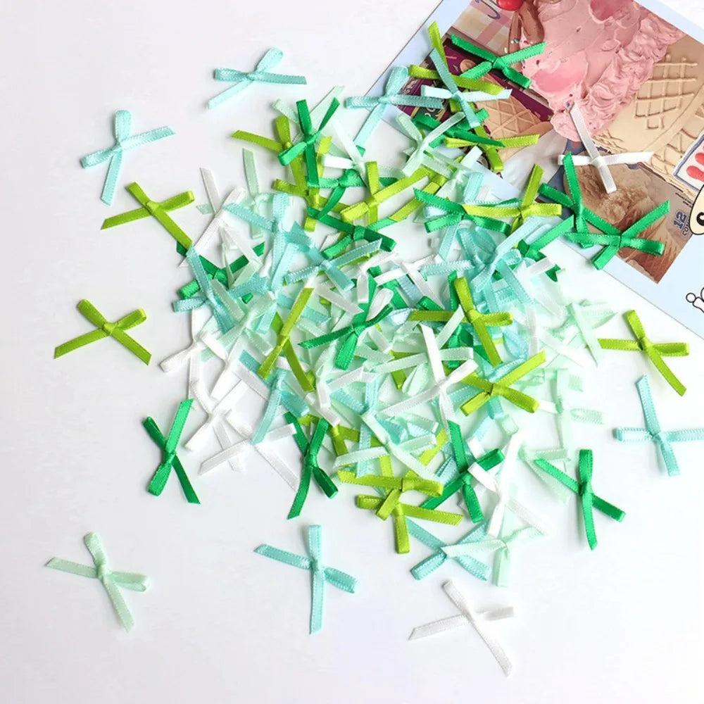 100pcs Mini Ribbon Bows 2x3cm DIY Gift Wrapping Craft Decoration Craft Ribbon Bows Richie's Mixed Color 7 L